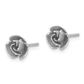 14k White Gold Satin Finish D/C Rose Post Earrings with Yellow Gold Earring Backs
